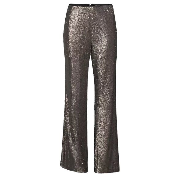 Nanette Lepore PASHA SEQUIN straight leg PANTS IN GUNMETAL size 2 - Picture 2 of 11